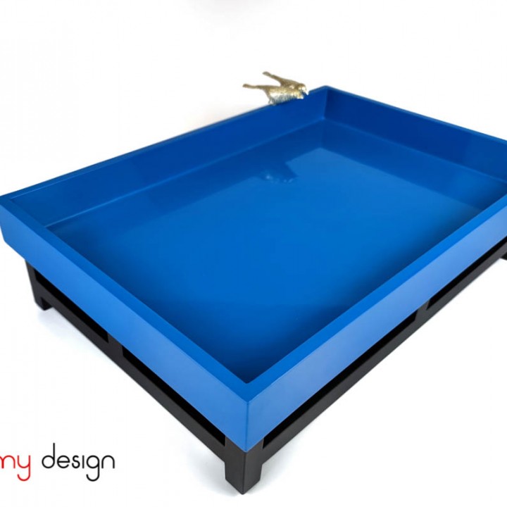 Blue tea tray attached with 2 birds with stand 30*45*H10cm